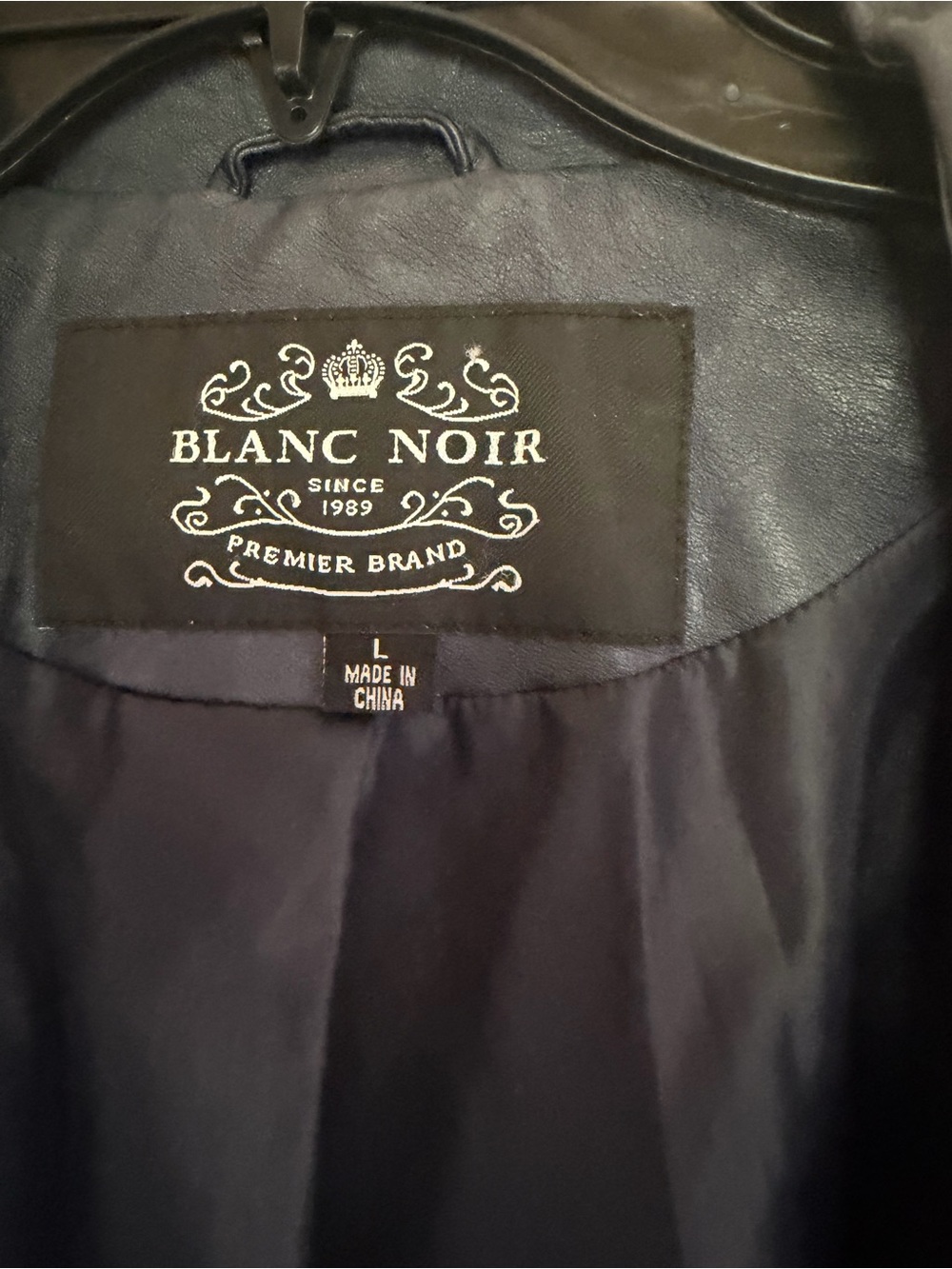 BLANC NOIR Navy Jacket - Classic Leather-Trim Coat